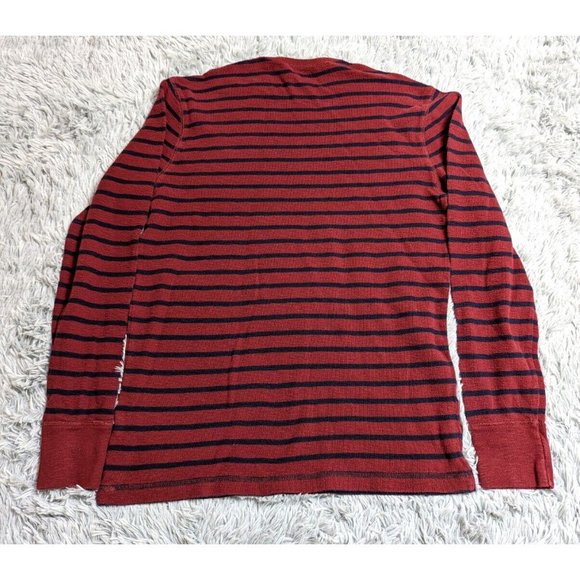 American Eagle Vintage Fit Shirt Mens Size Large Red Blue Stripe Thermal Sweater - Picture 2 of 8
